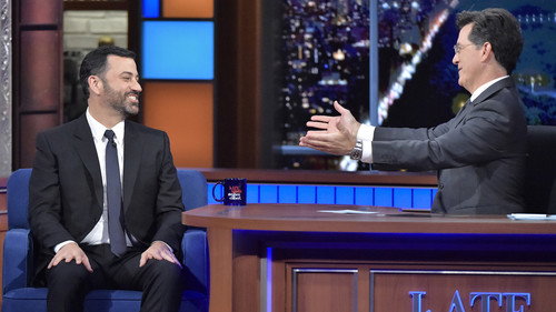 The Late Show with Stephen Colbert - S1E29: Jimmy Kimmel, Guillermo del Toro, Jessica Chastain, Tom Hiddleston, Mia Wasikowska, Beach House