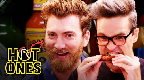 Hot Ones - S6E11: Rhett & Link Hiccup Uncontrollably While Eating Spicy Wings
