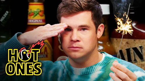 Hot Ones - S9E6: Adam Devine Gets Patriotic While Eating Spicy Wings