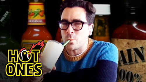 Hot Ones - S12E4: Dan Levy Gets Panicky While Eating Spicy Wings